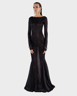 Czarna maxi sukienka z efektem 3D Fira - Image #0