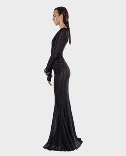 Czarna maxi sukienka z efektem 3D Fira - Image #2