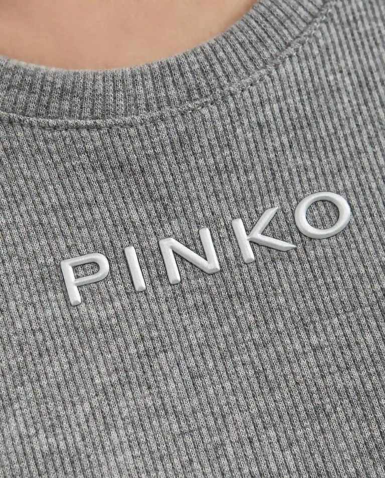 Szary prążkowany tank top - Image #4