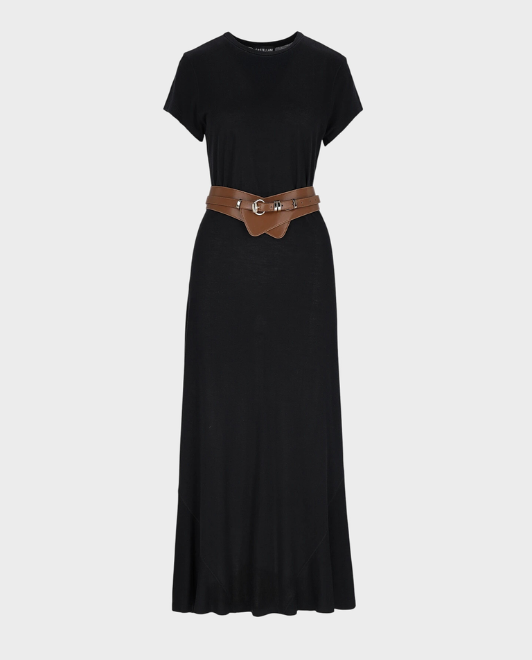 Czarna sukienka z wełną i jedwabiem Samos