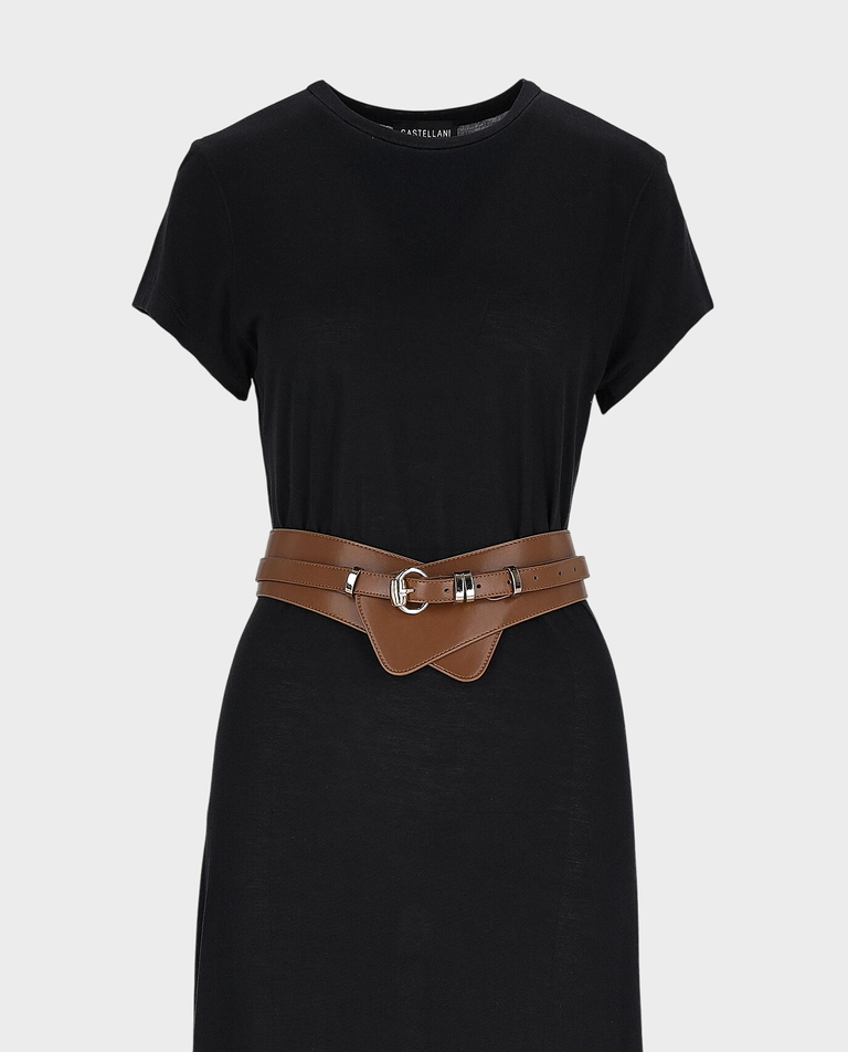 Czarna sukienka z wełną i jedwabiem Samos