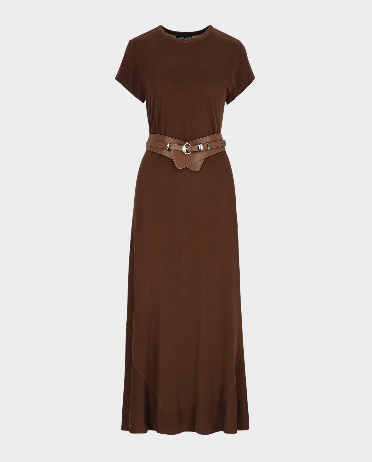 Brązowa sukienka z wełną i jedwabiem Samos - Image #0