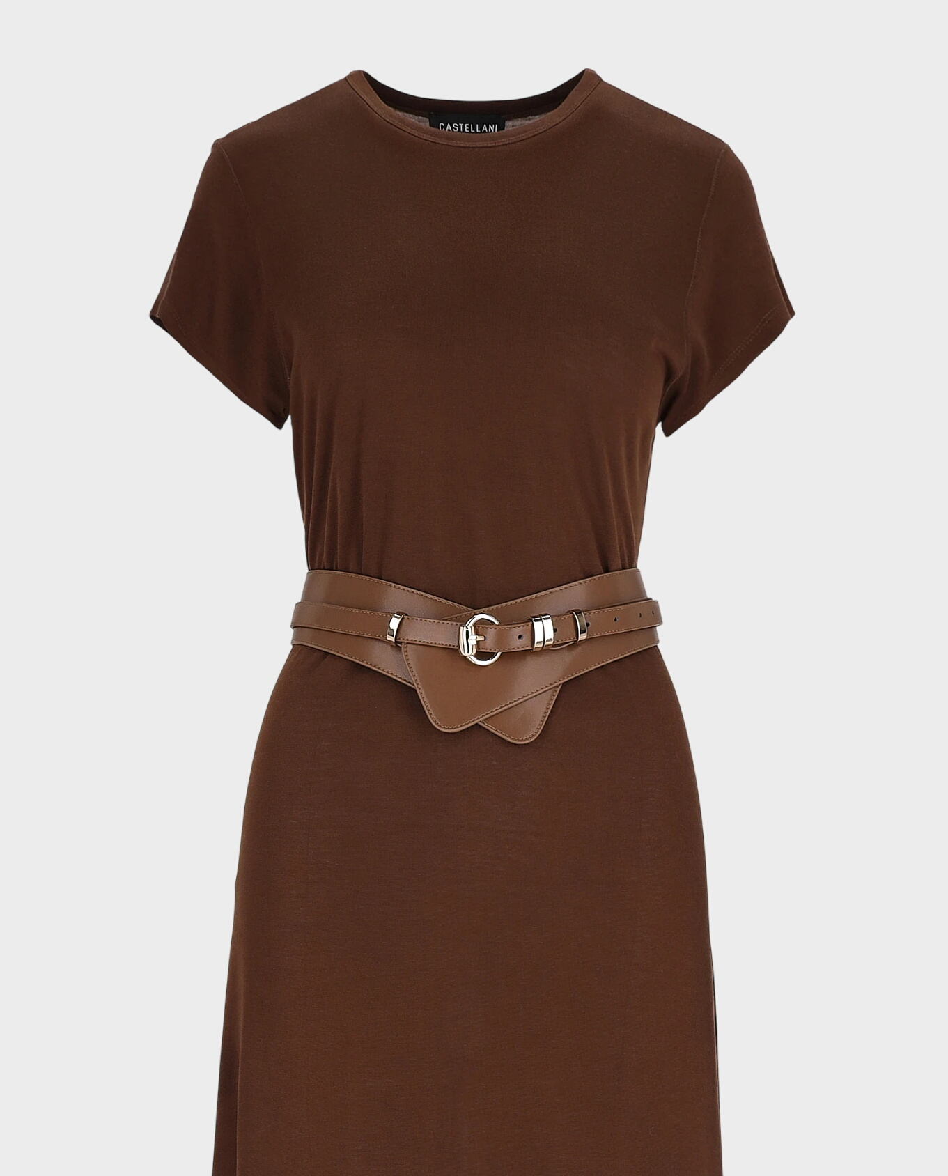 Brązowa sukienka z wełną i jedwabiem Samos - Image #1