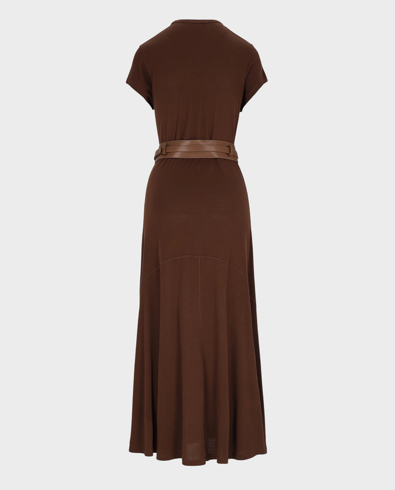 Brązowa sukienka z wełną i jedwabiem Samos - Image #2