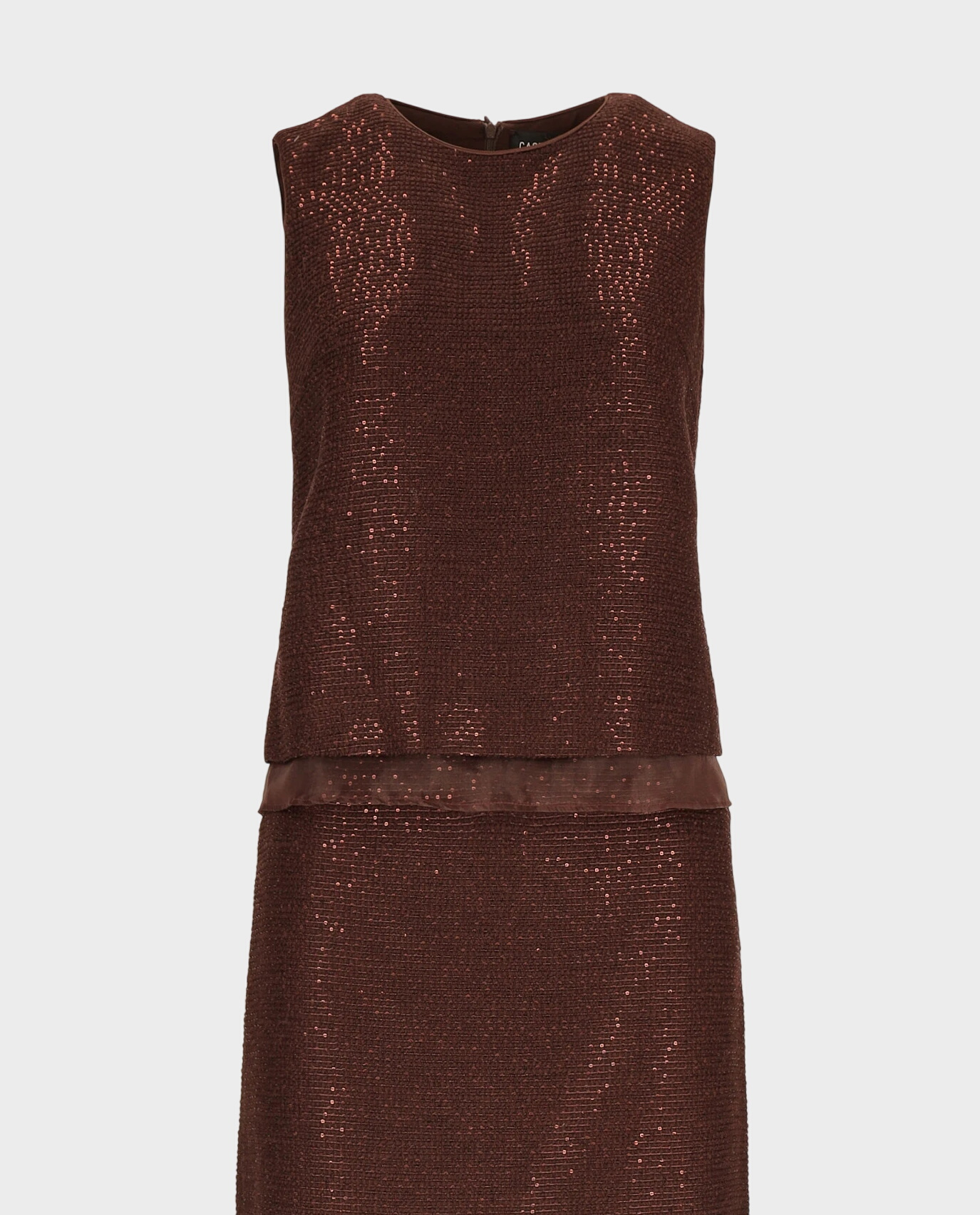 Błyszczący brązowy set z topem i spódnicą Selenza - Image #1