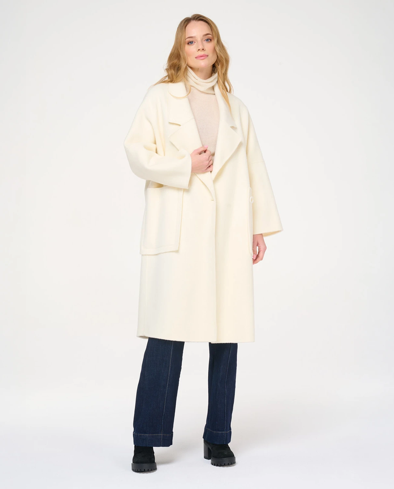 Kremowy płaszcz z wełny alpaki Brooksfield