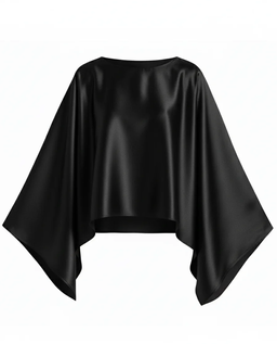 Jedwabna czarna bluzka o kroju kimono - Image #2