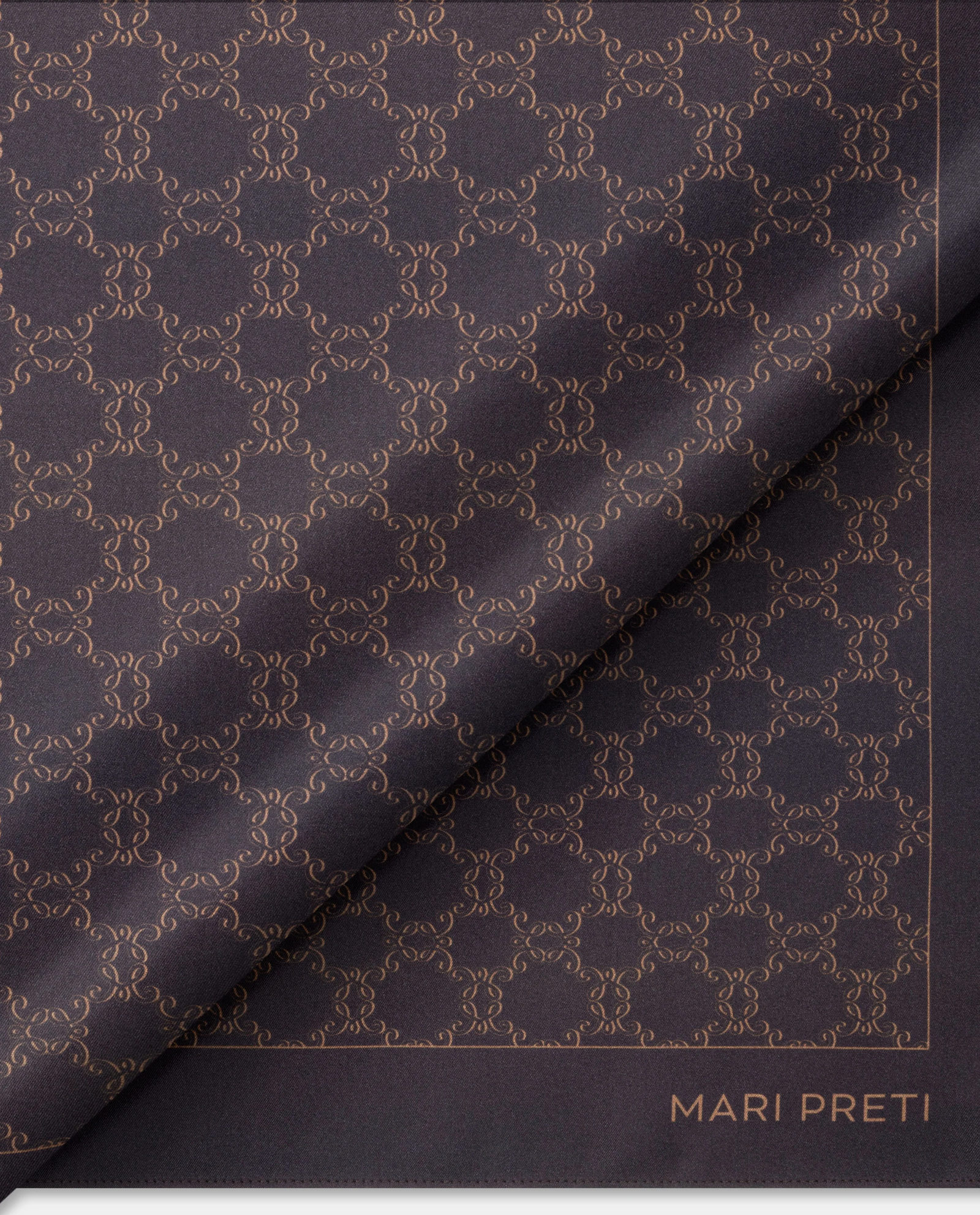 Jedwabna brązowa apaszka z monogramem - Image #2