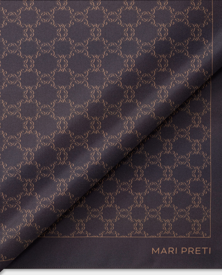 Jedwabna brązowa apaszka z monogramem - Image #2