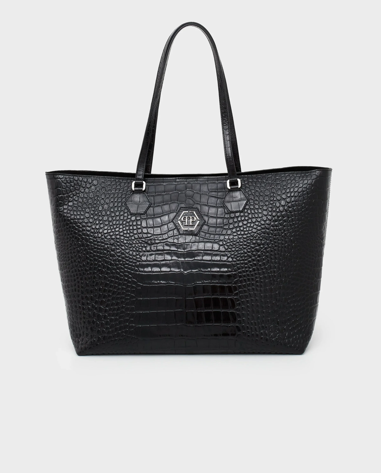 Czarna torebka z tłoczoną skórą Crystal Skull