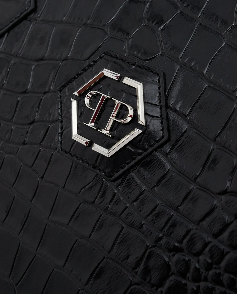 Czarna torebka z tłoczoną skórą Crystal Skull - Image #5