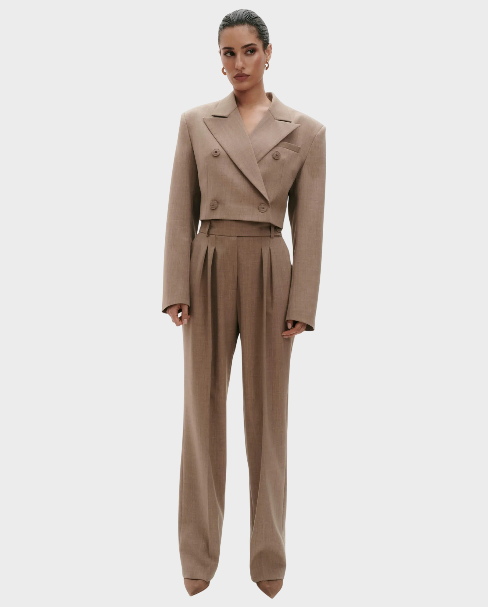 Karmelowe spodnie materiałowe - Image #1