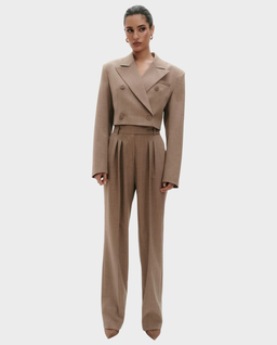 Karmelowe spodnie materiałowe - Image #1