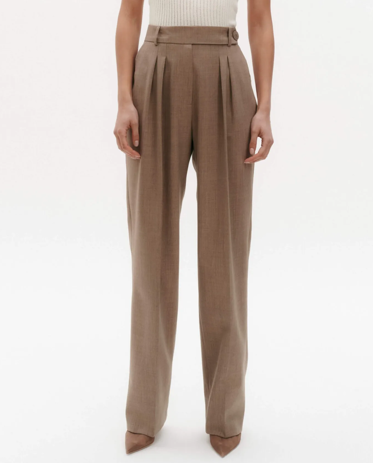 Karmelowe spodnie materiałowe