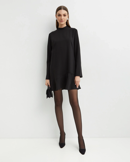 Czarna sukienka mini z falbaną - Image #2