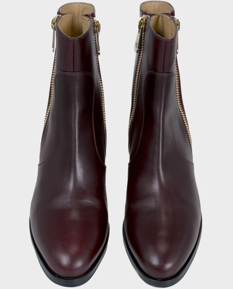 Burgundowe skórzane botki - Image #2