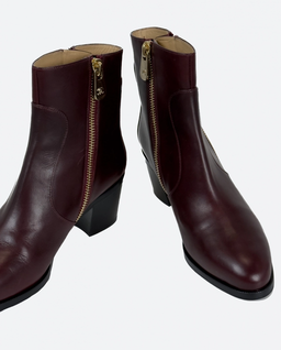 Burgundowe skórzane botki - Image #3