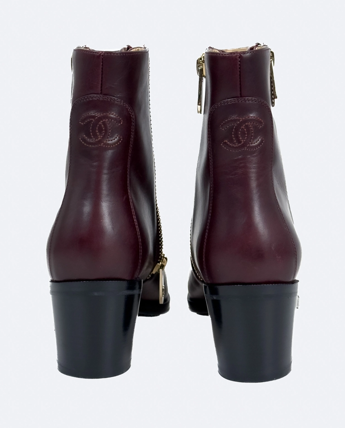 Burgundowe skórzane botki - Image #5