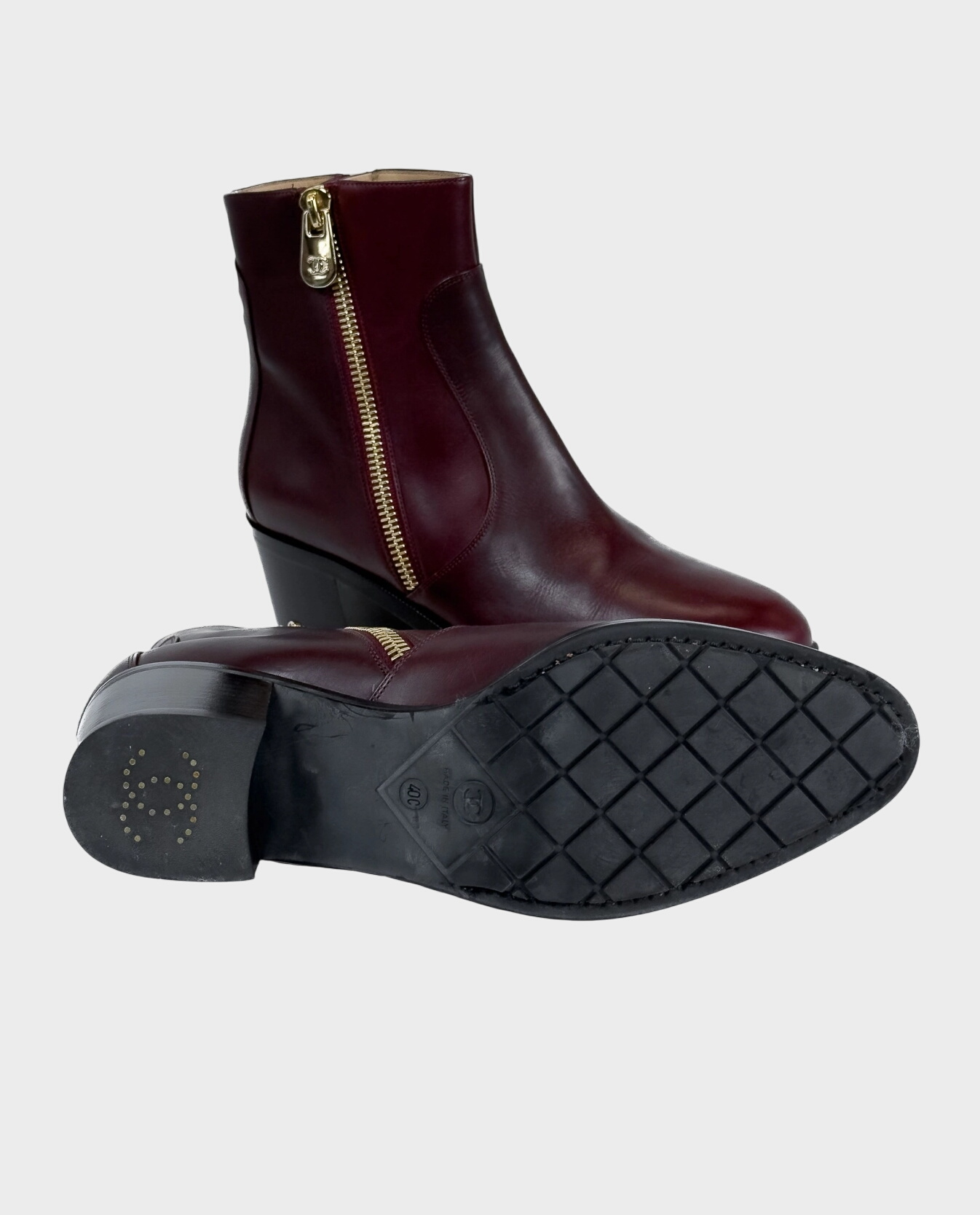 Burgundowe skórzane botki - Image #1