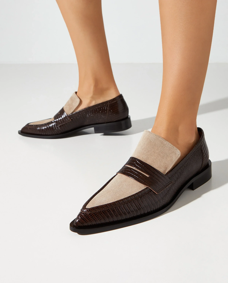 Loafersy we wzór skóry jaszczurki Montazzoli