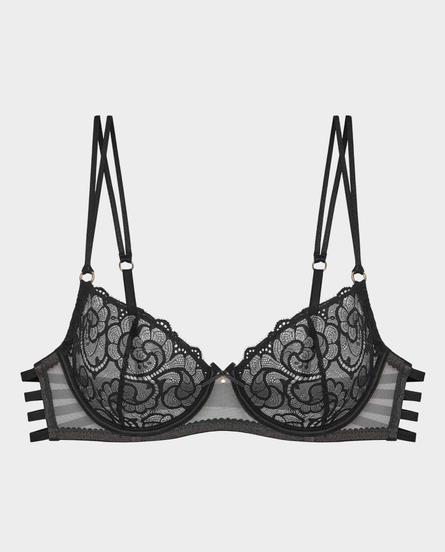 Czarny biustonosz z koronką Celest Straps - Image #0