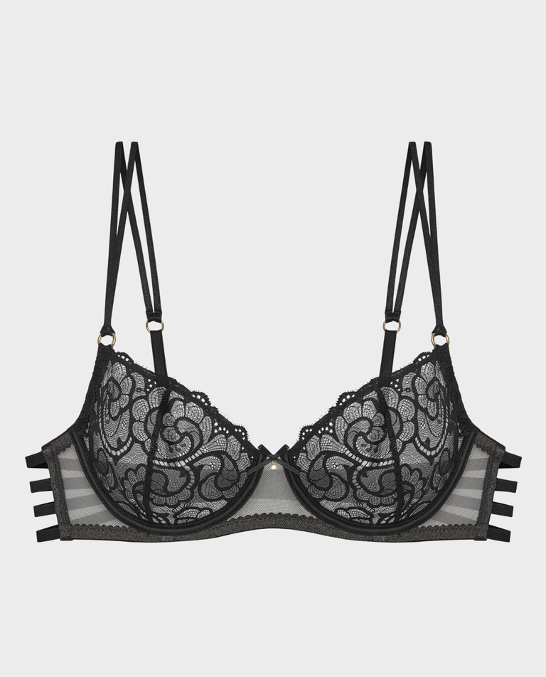 Czarny biustonosz z koronką Celest Straps - Image #0