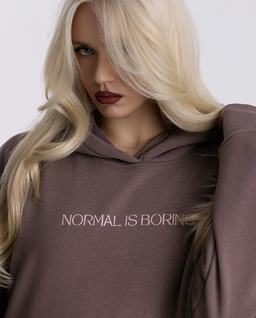 Brązowa bluza z kapturem Normal is Boring - Image #5