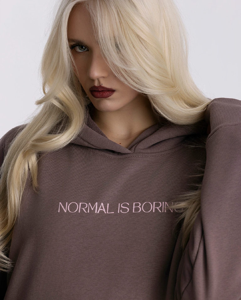 Brązowa bluza z kapturem Normal is Boring - Image #5