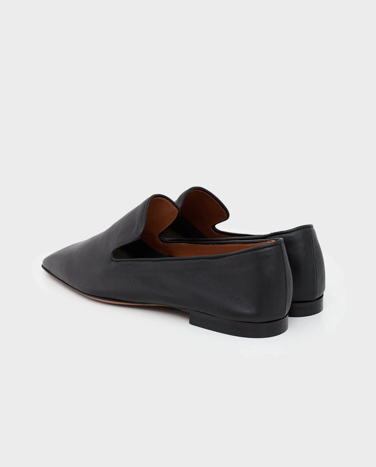 Czarne skórzane mokasyny Dervio - Image #3