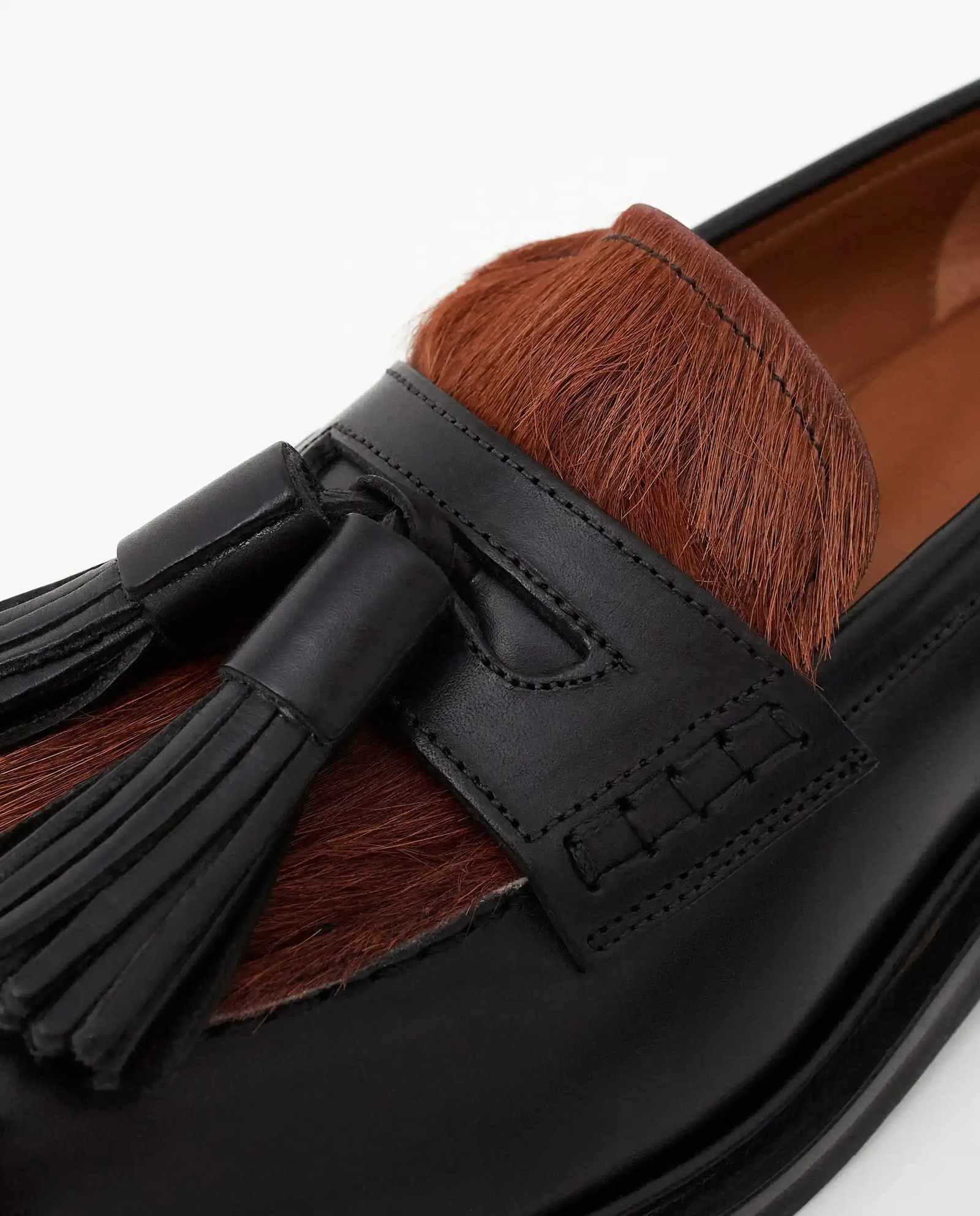 Czarne loafersy z włosiem Albaredo - Image #4