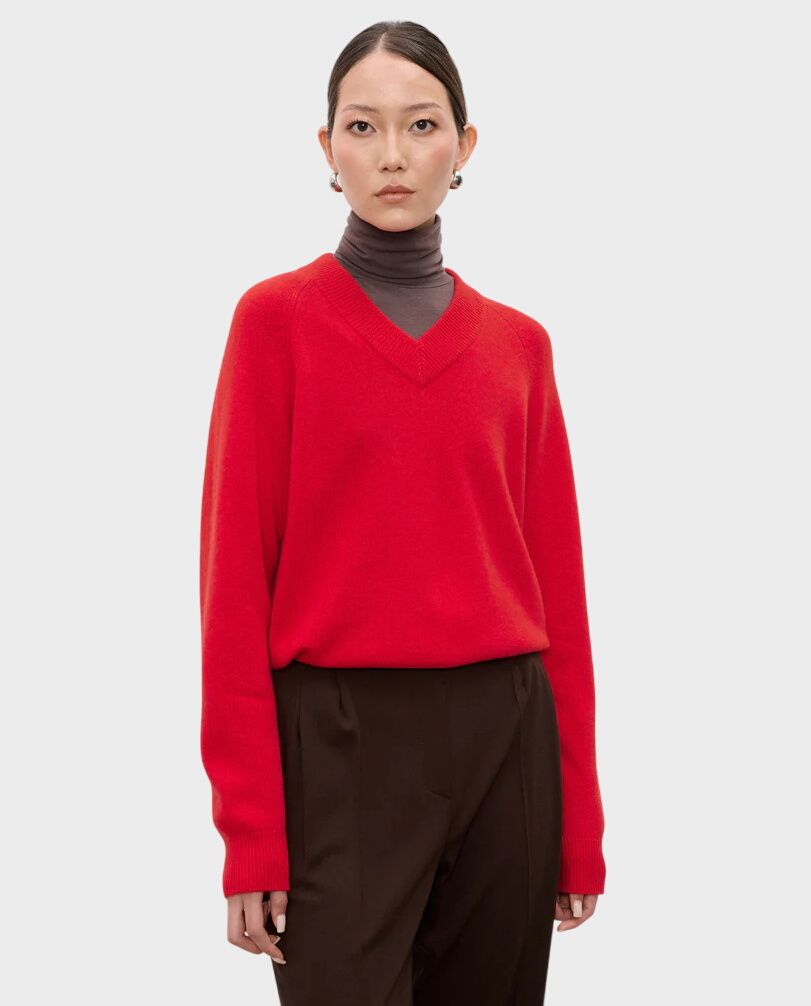 Czerwony sweter z wełny Paola - Image #0