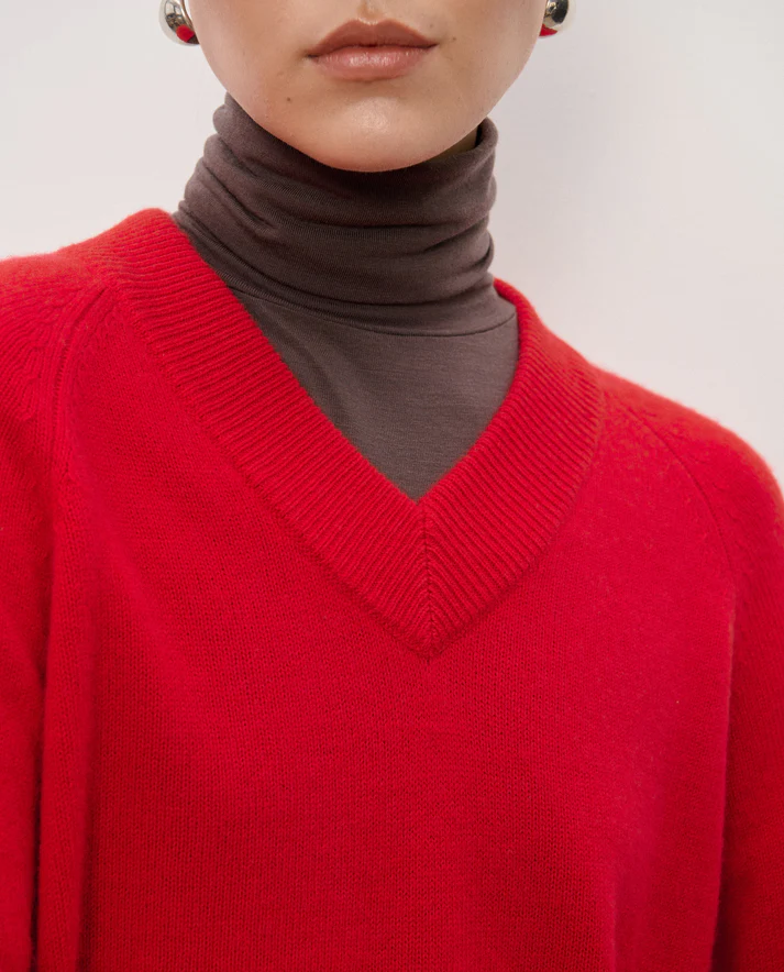 Czerwony sweter z wełny Paola - Image #3