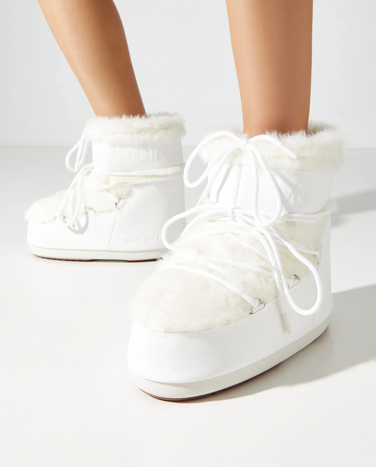 Białe śniegowce z futerkiem Icon Low