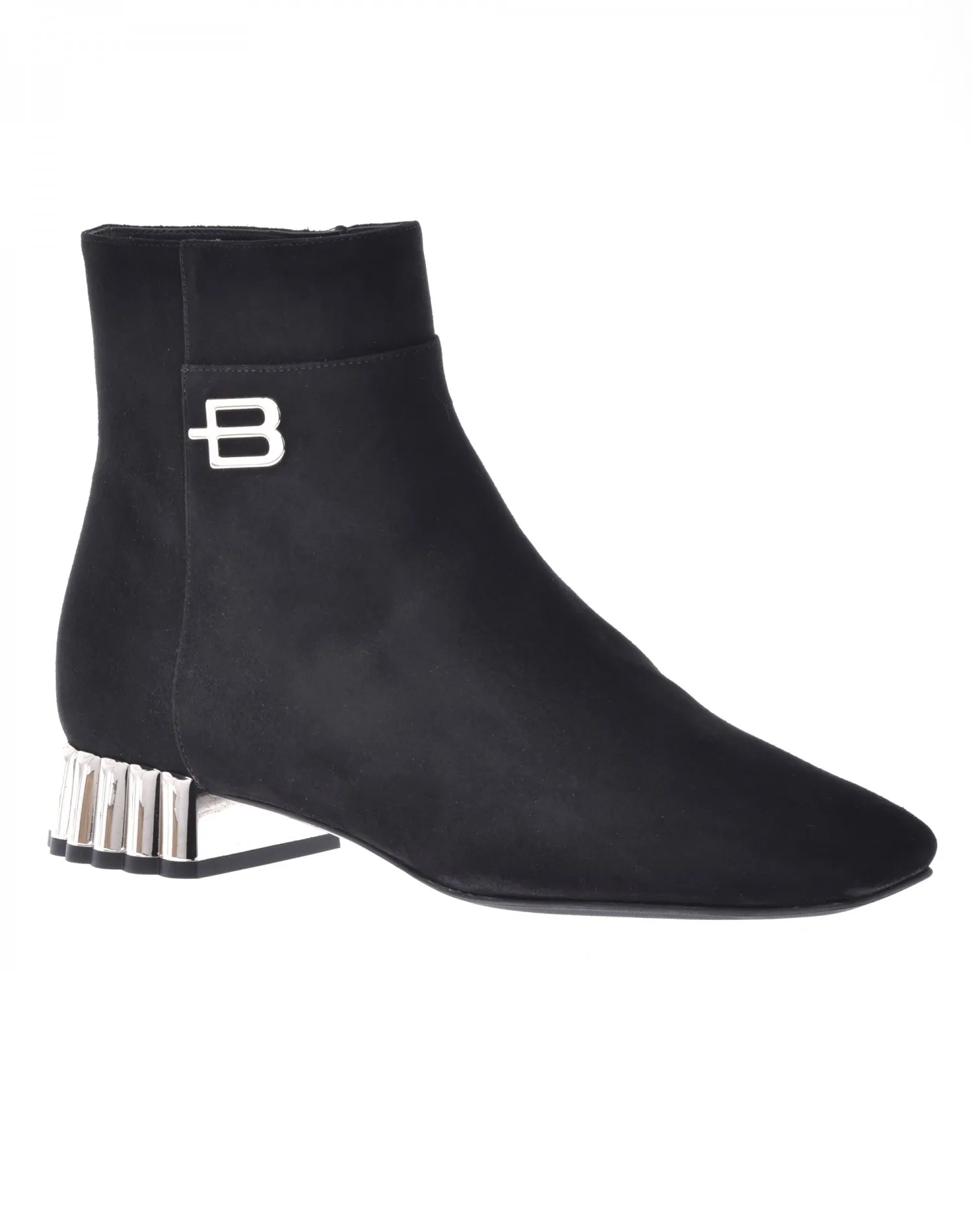 Czarne zamszowe botki z efektownym obcasem - Image #1