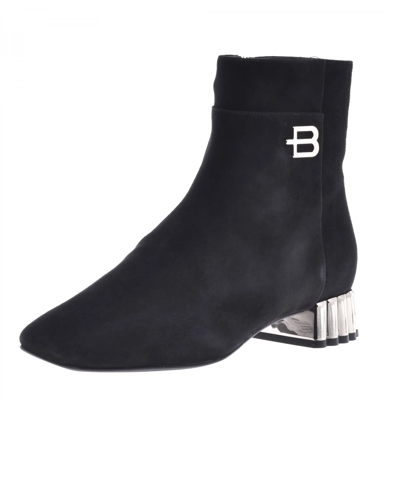 Czarne zamszowe botki z efektownym obcasem - Image #2