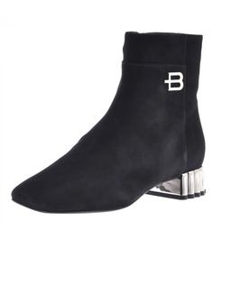 Czarne zamszowe botki z efektownym obcasem - Image #2