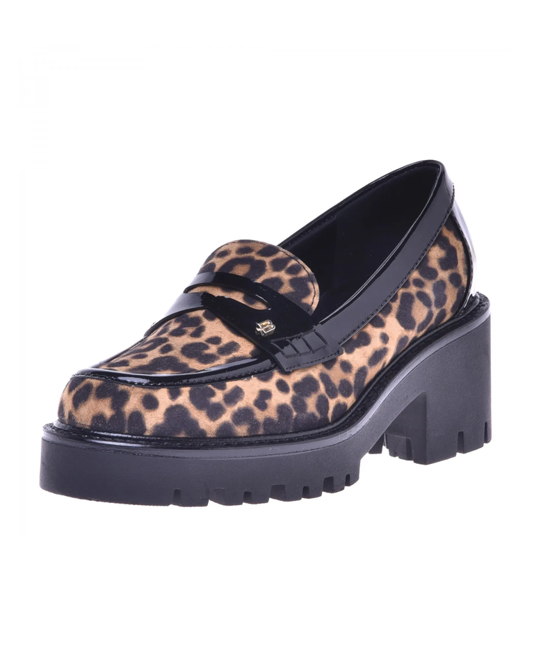Skórzane mokasyny w panterkę na wysokiej podeszwie - Image #2