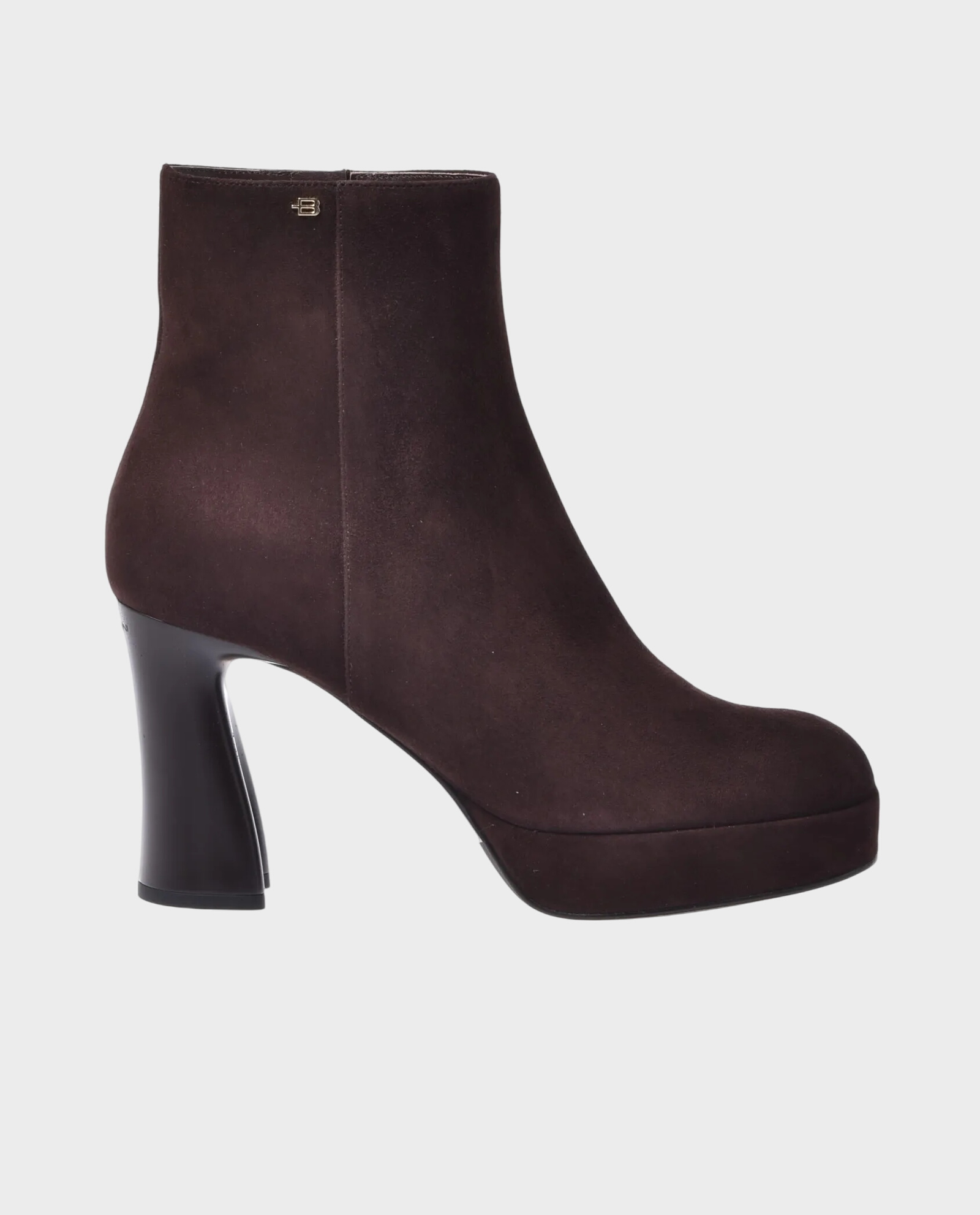 Czekoladowe botki na szerokim obcasie - Image #0