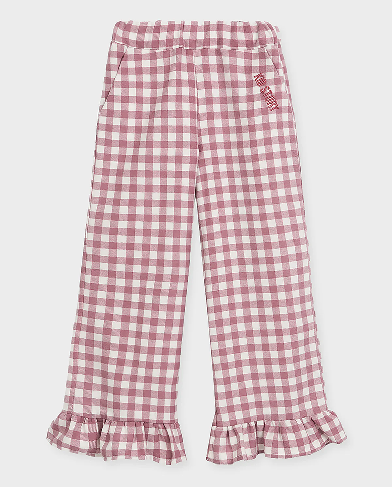 Bawełniane spodnie z falbanką Candy Pink