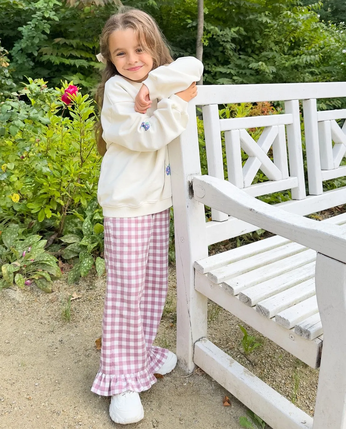 Bawełniane spodnie z falbanką Candy Pink - Image #1