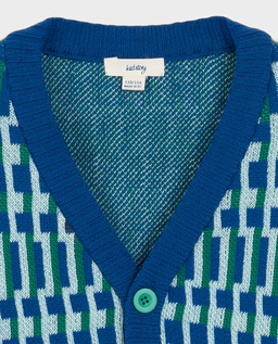 Niebieski kardigan z wełny merino i bawełny - Image #1