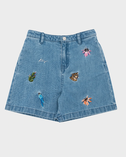 Spodenki jeansowe z naszywkami 4-8 lat - Image #1