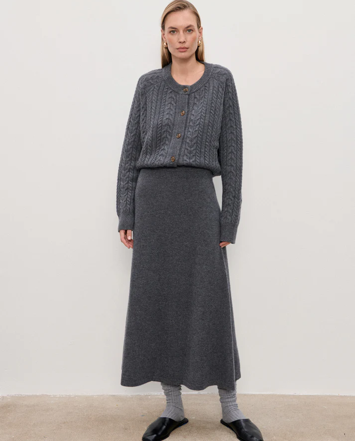 Szara spódnica z wełny merino Manon