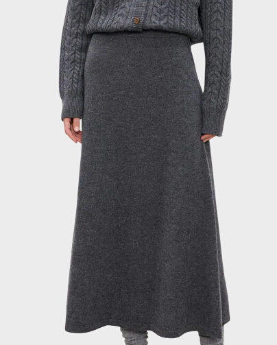 Szara spódnica z wełny merino Manon