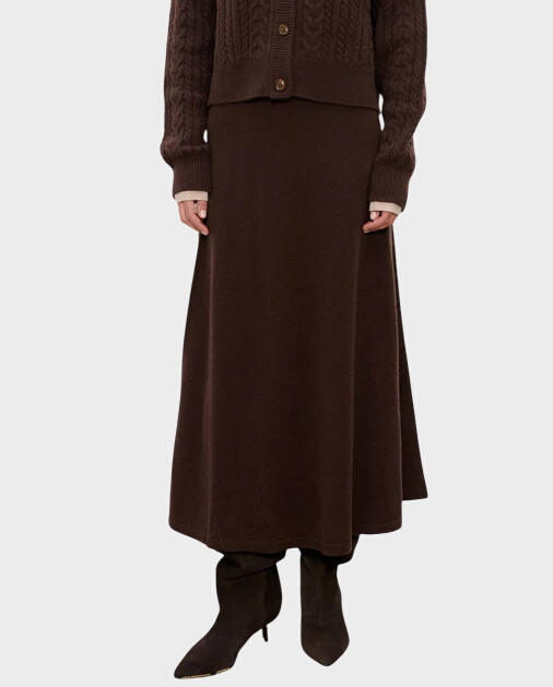 Czekoladowa spódnica z wełny merino Manon - Image #0