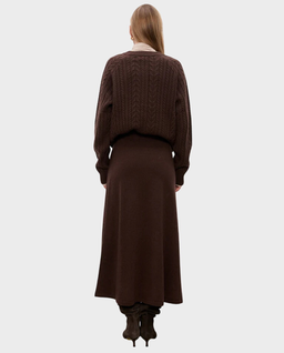 Czekoladowa spódnica z wełny merino Manon - Image #3