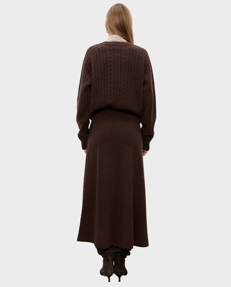 Czekoladowa spódnica z wełny merino Manon - Image #3
