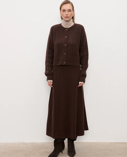 Czekoladowa spódnica z wełny merino Manon - Image #2