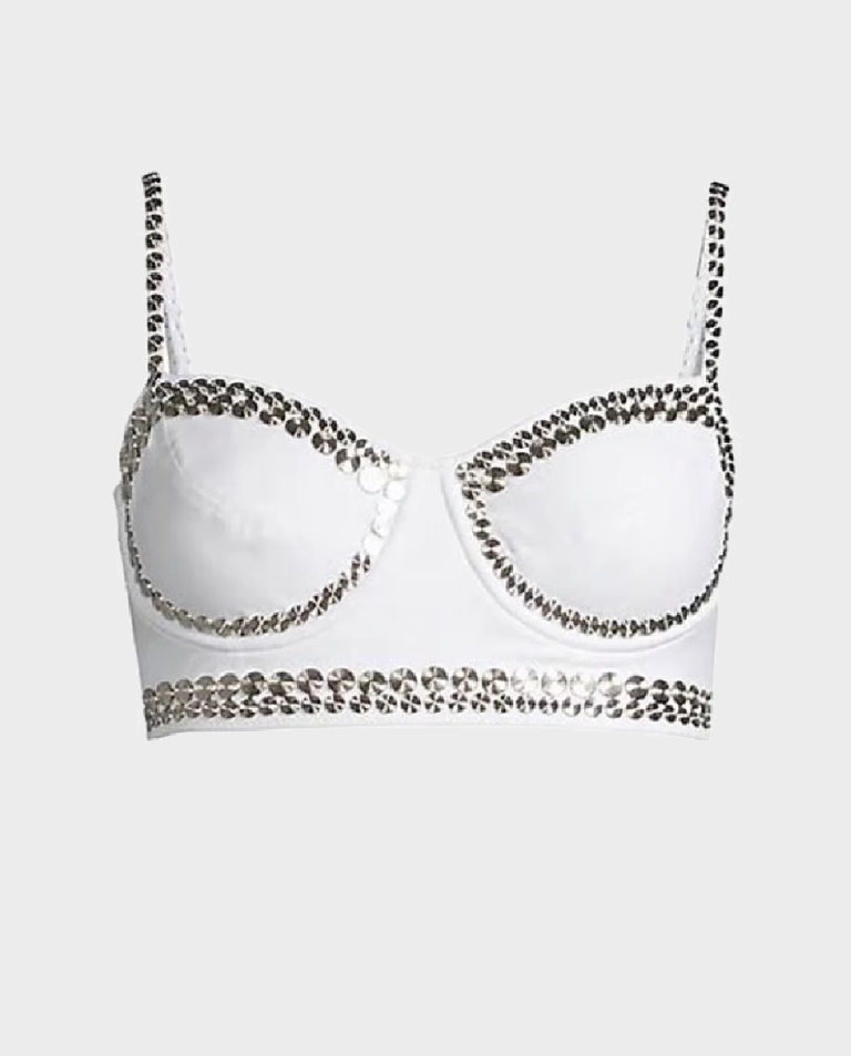 Biały top od bikini z ćwiekami