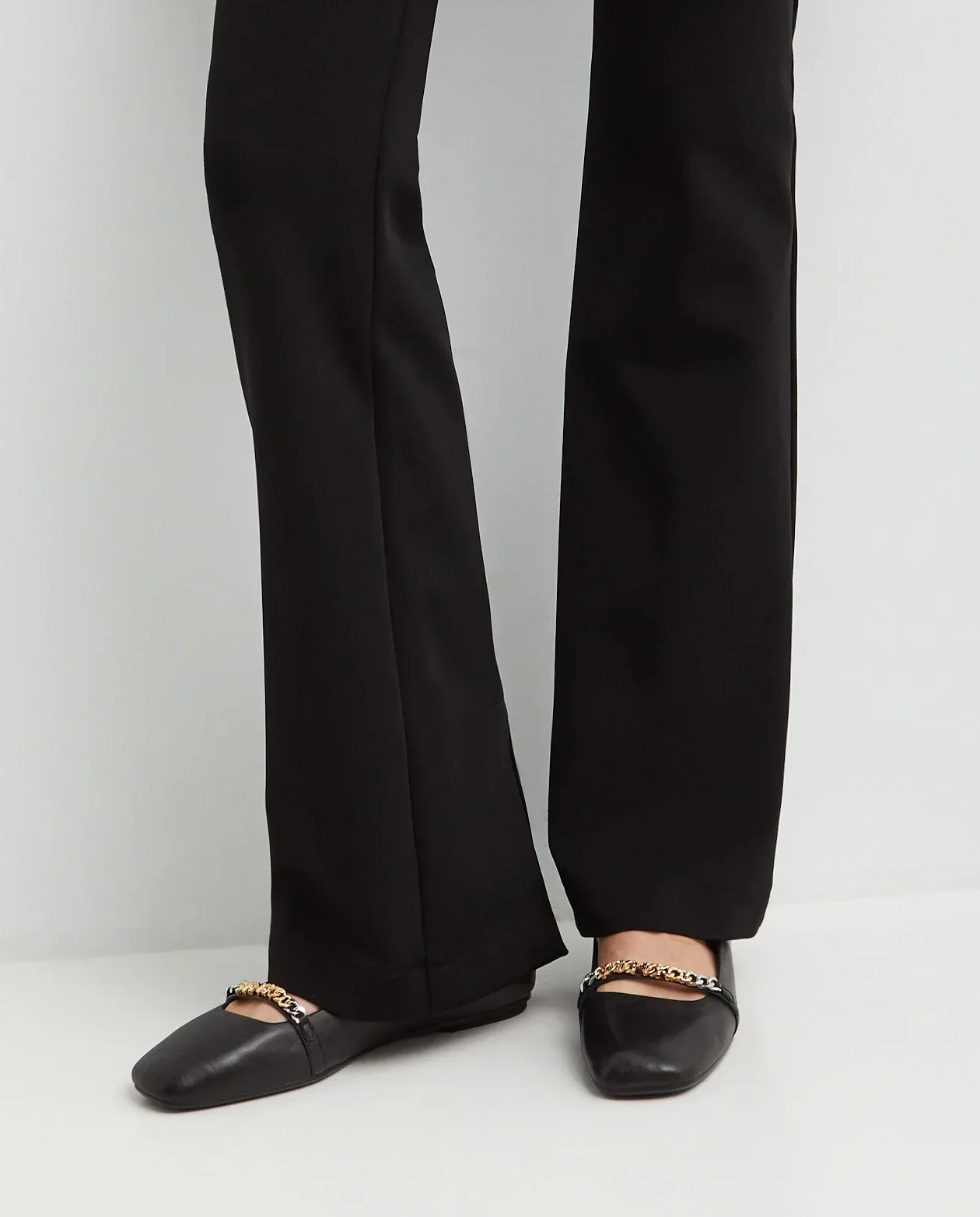 Czarne skórzane baleriny - Image #3